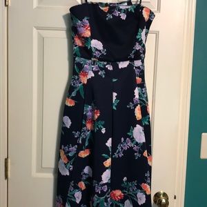 Floral Strapless Midi Dress